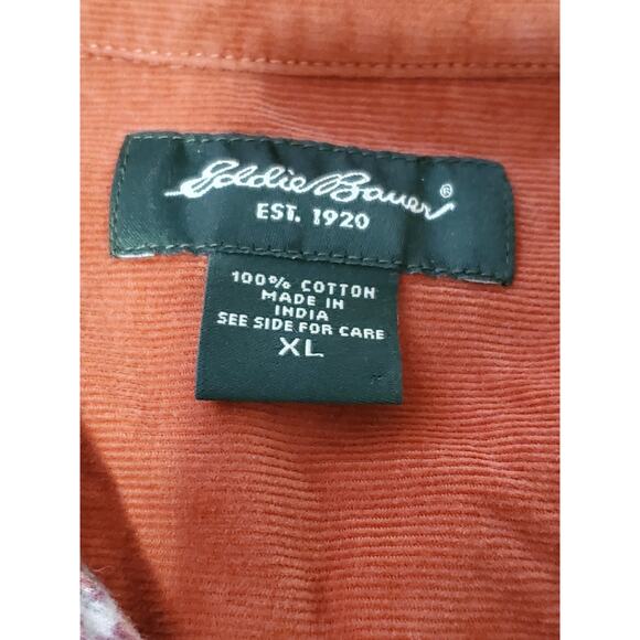 Vintage 90’s Eddie Bauer Women’s Corduroy Floral Button Up Collar Shirt Size XL - Picture 2 of 14